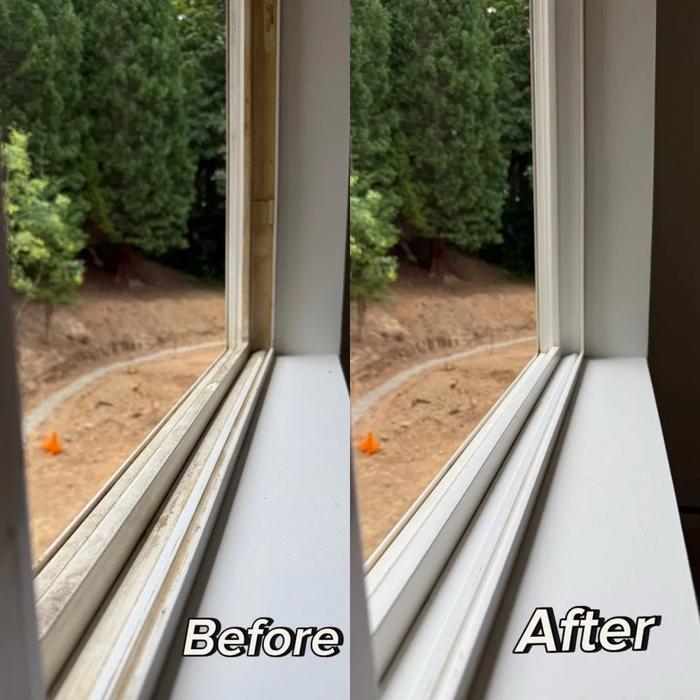 Window cleaning before and after — spotless exterior glass